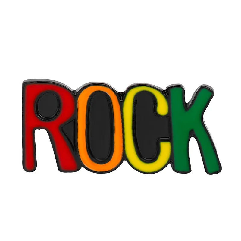 Prächtiger bunter Emaille-Pin mit ROCK N ROLL-Motiv