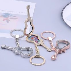 Wunderschöner personalisierbarer Glas-Elektrogitarren-Schlüsselanhänger in 3 Farben