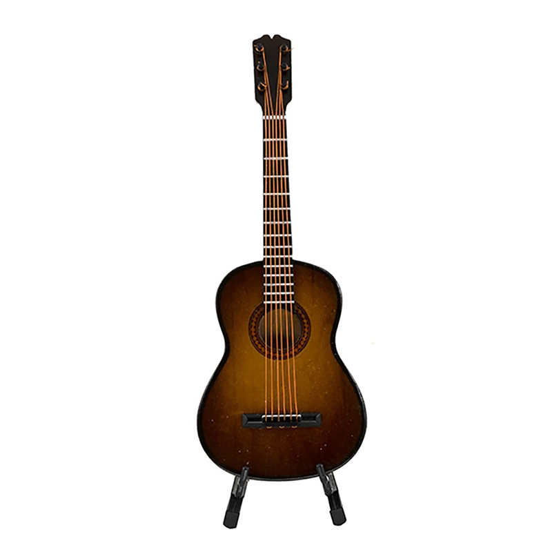 Vollansicht der Miniatur-Gitarre, klassische Gitarre - 6 Größen zur Auswahl! Farbe Braun