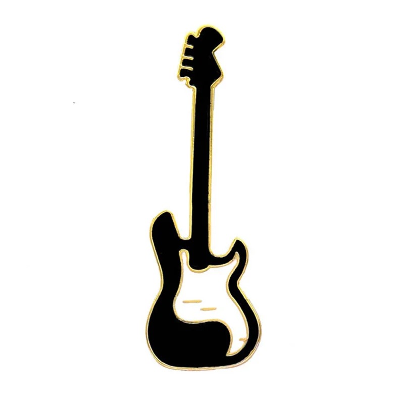 Emaille-Brosche Pins Elektrische Gitarre und Mikrofon - Details der Gitarre