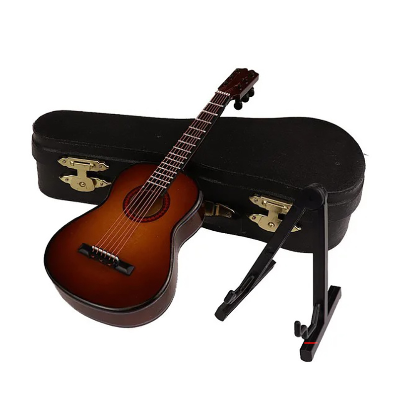Miniatur-Akustikgitarre mit Koffer und Gitarrenständer - 3 Größen - 5 Farben - Modell 1