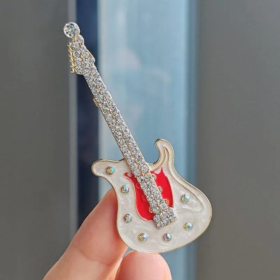 Vintage Strass Elektrische Gitarre Brosche Modell 2