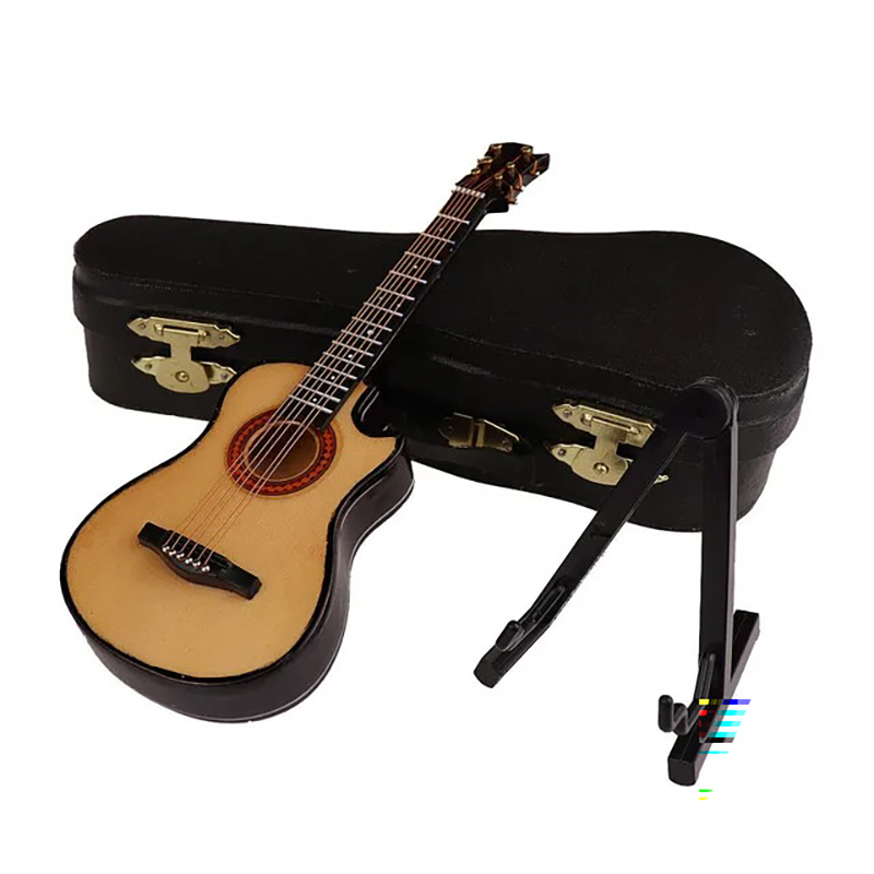 Miniatur-Akustikgitarre mit Hülle und Gitarrenständer - 3 Größen - 5 Farben - Modell 2