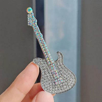 Vintage Strass Elektrische Gitarre Brosche Modell 4