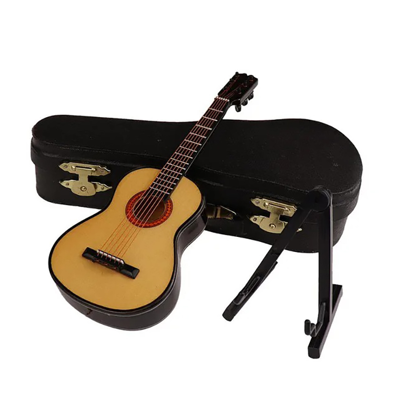 Miniatur-Akustikgitarre mit Koffer und Gitarrenständer - 3 Größen - 5 Farben - Modell 4