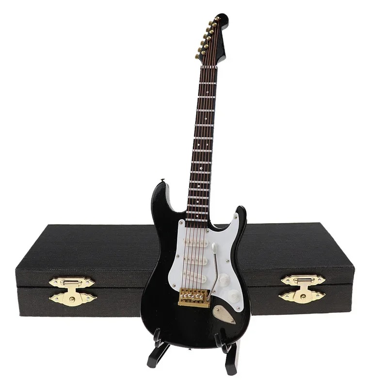 Miniatur-E-Gitarre in Rot oder Schwarz mit schwarzer Aufbewahrungsbox