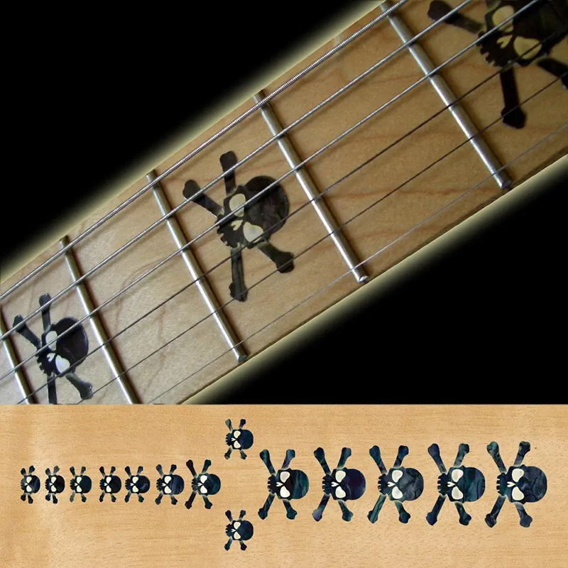 Fretboard-Markierungen mit Totenkopf-Muster in Schwarzfarbe