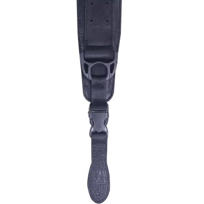 Ergonomischer, robuster Ledergurt für Bassgitarre mit Sicherheitsschnalle in Schwarz