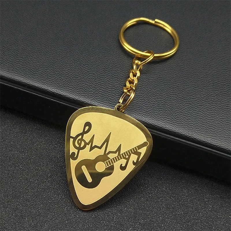 Schlüsselanhänger Plektrum Rhythmische Gitarre Goldfarben