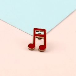 Emaille-Anstecknadel Musiknote Doppelkreuz in Rot