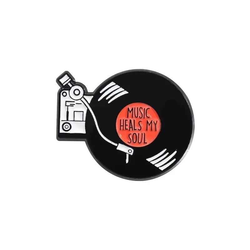 Emaille Pins Vinyl Retro - Musik Heilt Meine Seele
