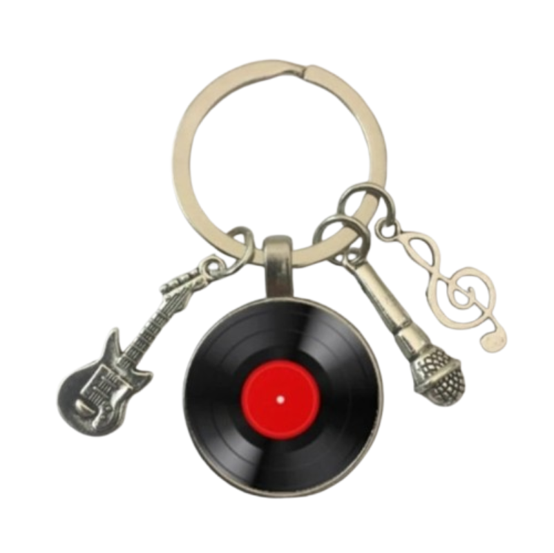 Musikalischer Vinyl-Gitarren-Schlüsselanhänger