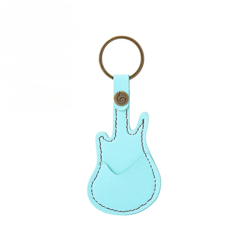 Gitarrenschlüsselanhänger mit Plektrum-Etui in Blau