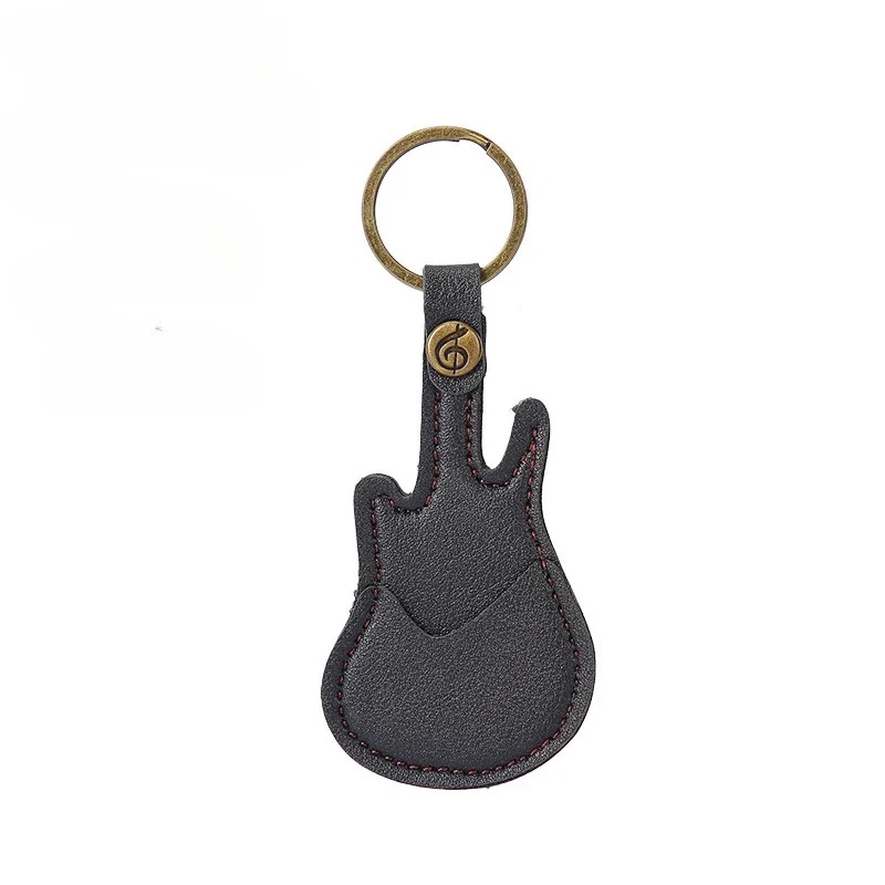 Gitarrenschlüsselanhänger mit Plektrum-Etui in Schwarz