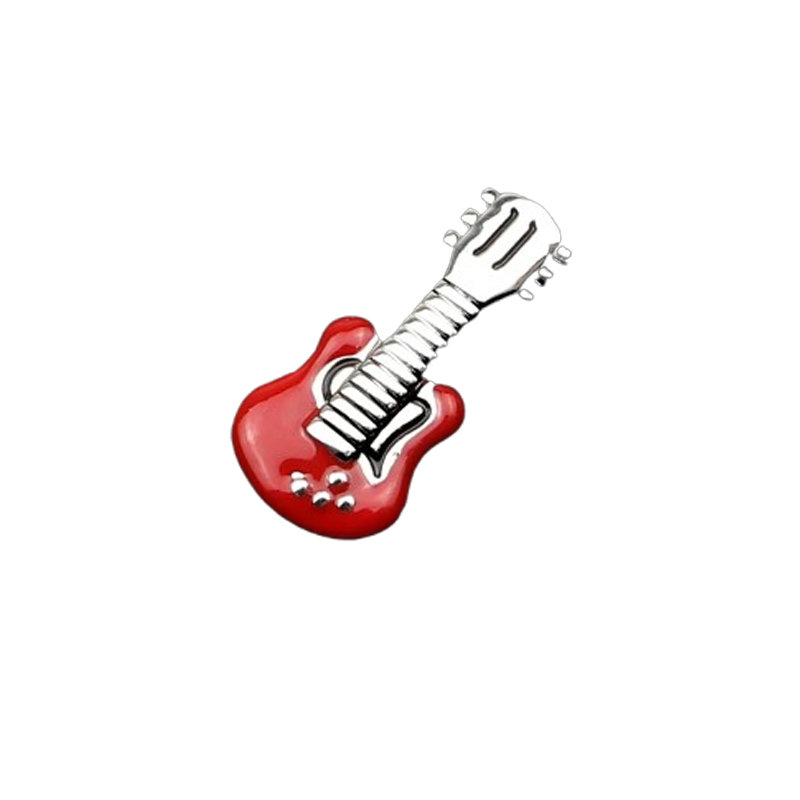 Roter Emaille-Broschen-Pin Kleine E-Gitarre - 2 Farben zur Auswahl