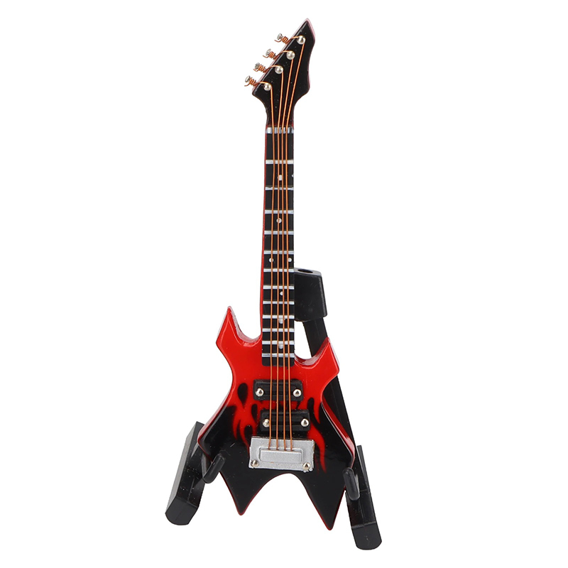 Details der Miniatur-Gitarre, Mini-Elektrogitarre Hard Rock in Rot
