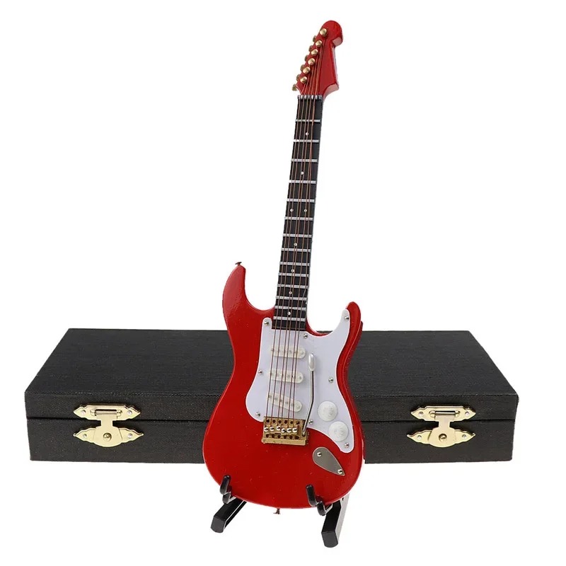 Miniatur-E-Gitarre in Rot oder Schwarz mit roter Aufbewahrungsbox