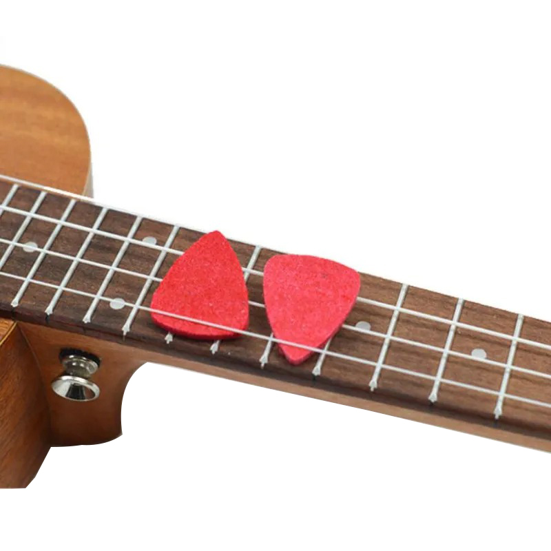 Set von 4 bunten, weichen Filz-Plektren für Ukulele in Rot