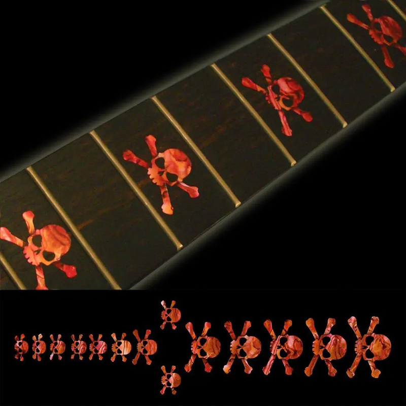 Fretboard-Marker mit Totenkopf-Muster in Rot