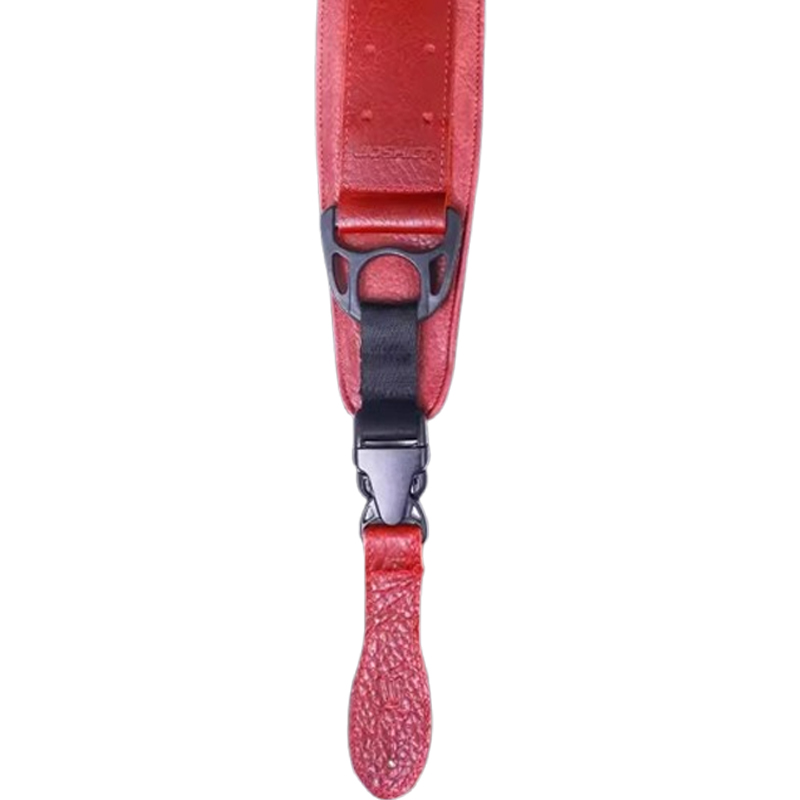 Ergonomischer, robuster Ledergurt für Bassgitarre mit Sicherheitsschnalle in Rot