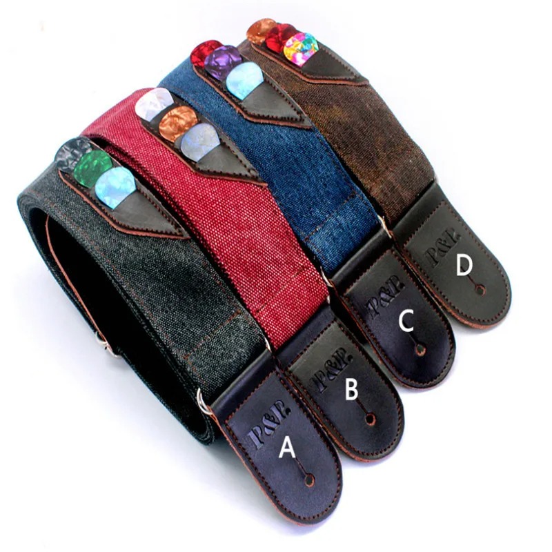 Boho Denim Vintage Gitarrengurt, 4 Farben zur Auswahl