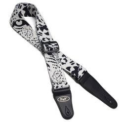 Bedruckter Gitarrengurt für E-Gitarre mit weißem Tigeraugen-Muster