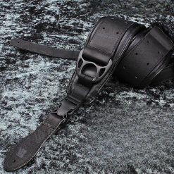 Ergonomischer, robuster Ledergurt für Bassgitarre mit Sicherheitsschnalle