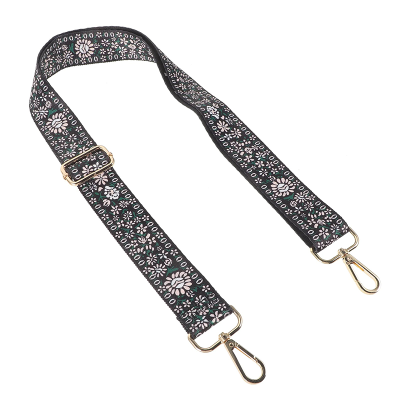 Prächtiger Banjo-Gurt mit schwarzer Blumenstickerei