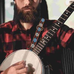 Wunderschöner Geflochtener Blauer Folk Banjo Gurt