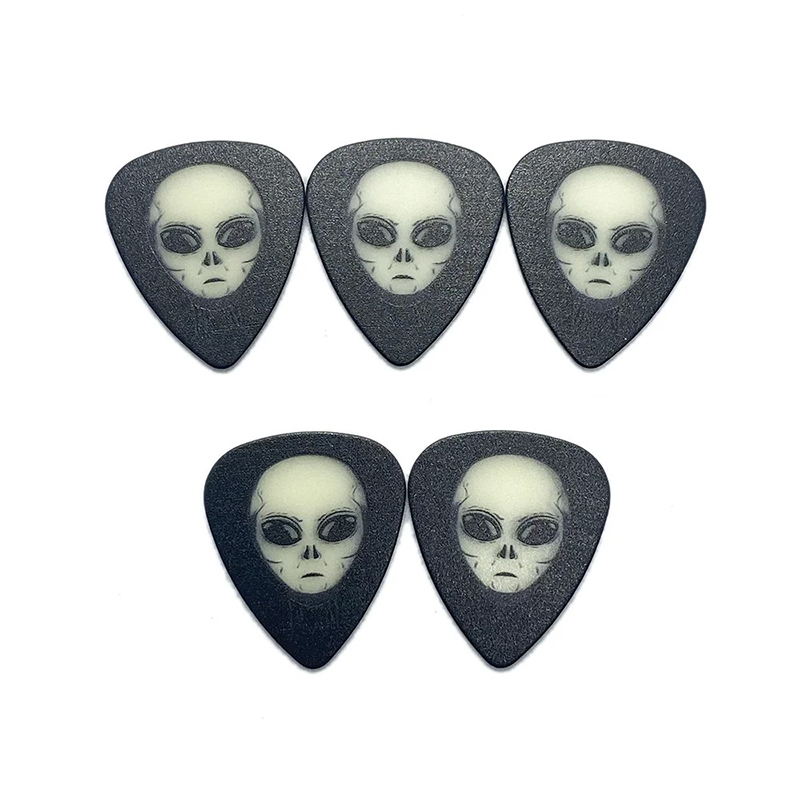 Test und Bewertung 5 Gitarren-Plektren Alien-Kopf - Set von 5 Stück