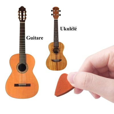 Verwendung von Filz-Plektren aus einem Set von 8 bunten weichen Filz-Plektren für Ukulele