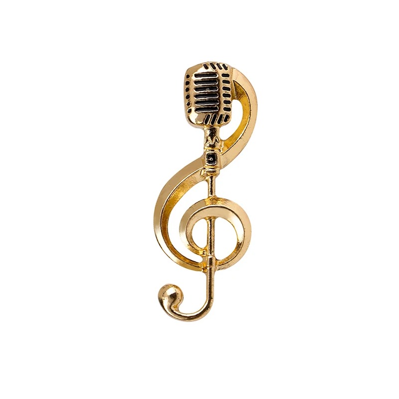 Details des goldfarbenen Emaille-Pins Mikro-Musiknote