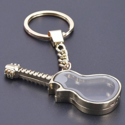 Personalisierbarer Glas-E-Gitarren-Schlüsselanhänger - 3 Farben - Goldfarbe