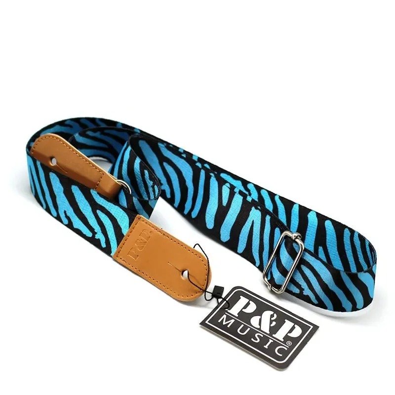 Türkisfarbener Ukulele-Gurt mit Zebra-Wellen-Muster