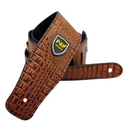 Gitarrengurt aus PU-Leder im Prestige-Krokodil-Stil, Farbe Braun