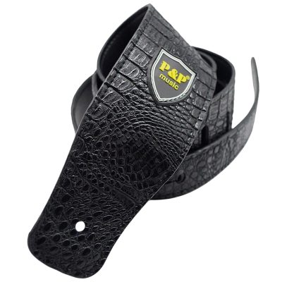 PU-Leder Prestige Krokodilfarbener Gitarrengurt in Schwarz
