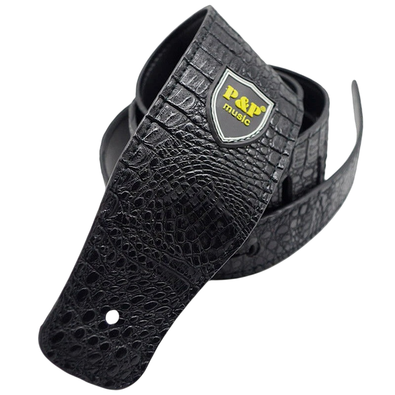 PU-Leder Prestige Krokodilfarbener Gitarrengurt in Schwarz