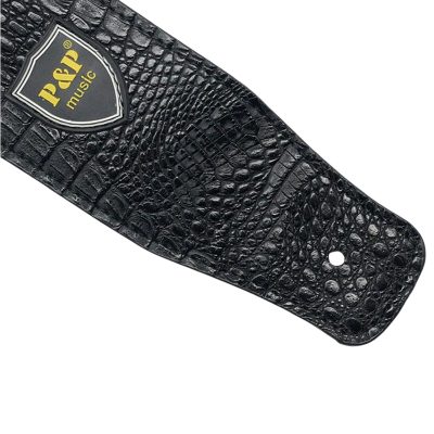 Detaillierte Ansicht Prestige Krokodil PU-Leder Gitarrengurt in Schwarz