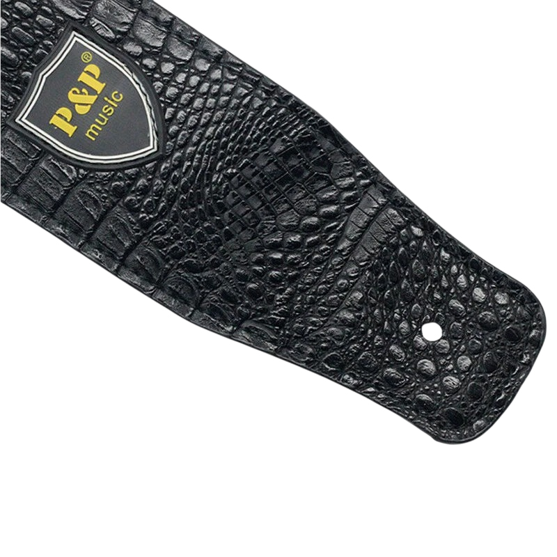 Detaillierte Ansicht Prestige Krokodil PU-Leder Gitarrengurt in Schwarz