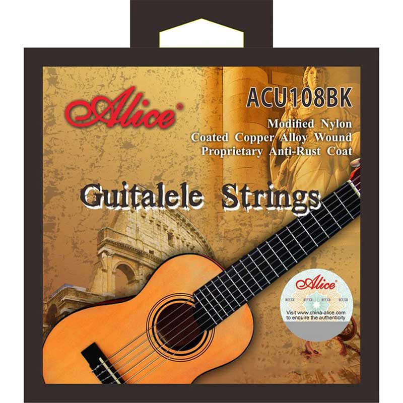 Avant Cordes für Guitalele - Komplettes Set in Schwarz für einen Speziellen Stil, Modifiziertes Nylon Erreicht eine Schnelle Stimmstabilität