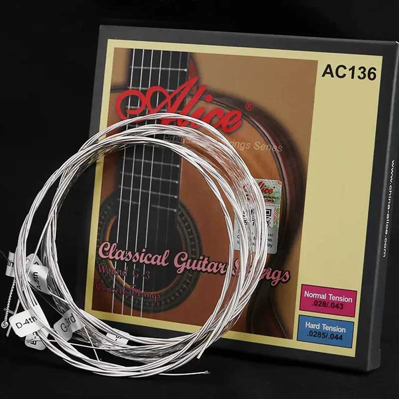 Umwickelte G-3 Saiten für klassische Gitarre für reichere Harmonien (mit zusätzlicher Plain G-3 Saite)