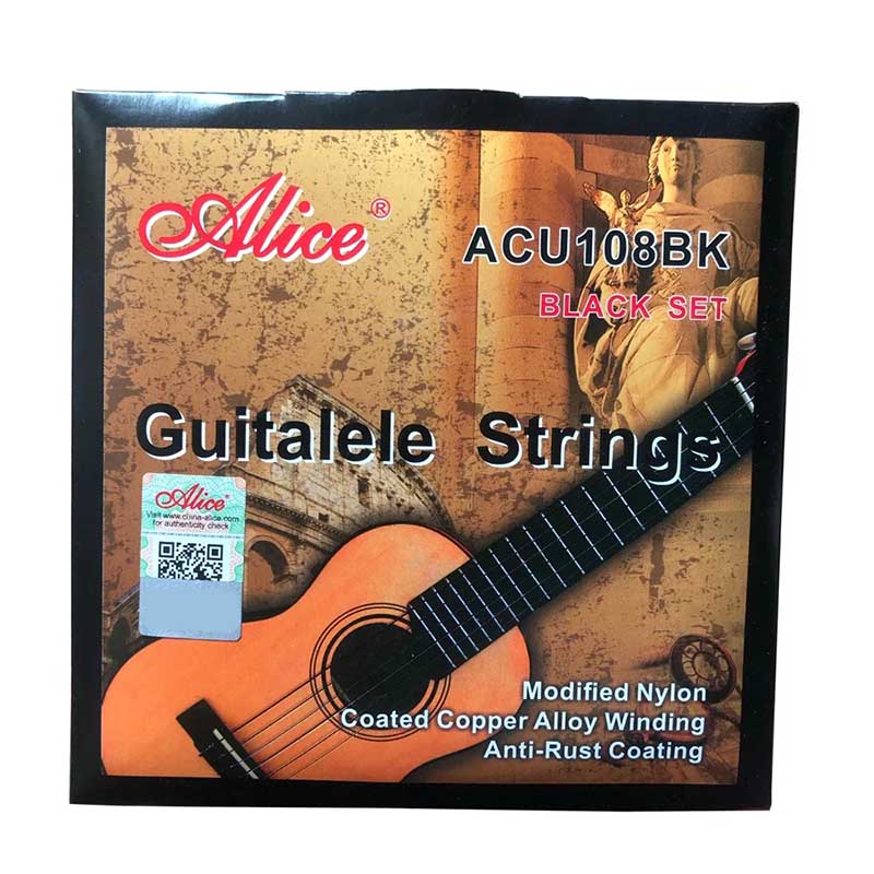 Saiten für Guitalele - Komplettes Set in Schwarz für einen Speziellen Stil, Modifiziertes Nylon Erreicht eine Schnelle Stimmstabilität