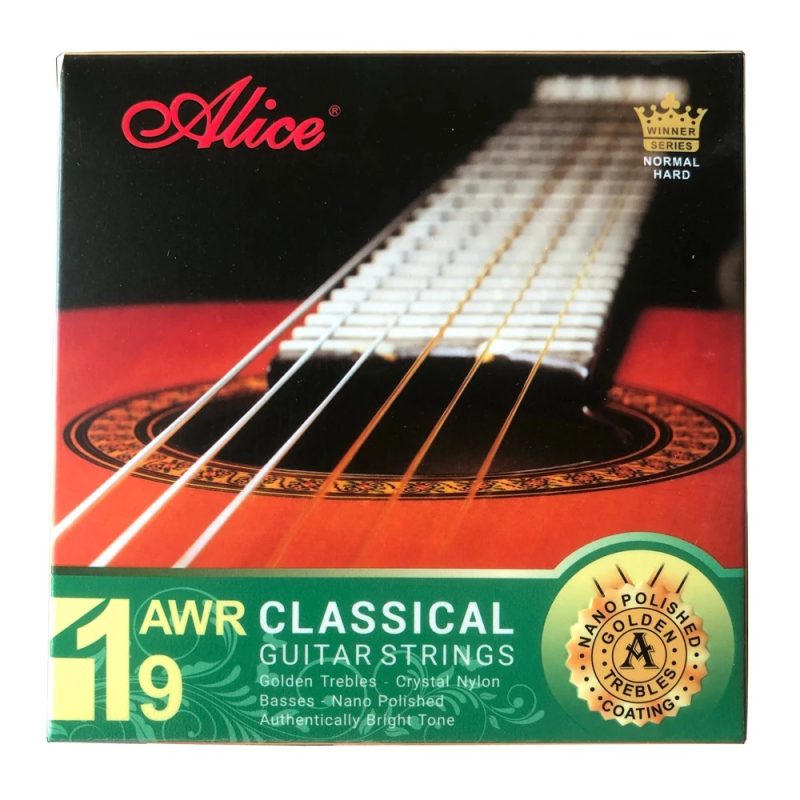 Details zu klassischer Gitarrensaite aus Nylon in Kristallgoldfarbe mit glänzendem Aussehen und definierten Höhen