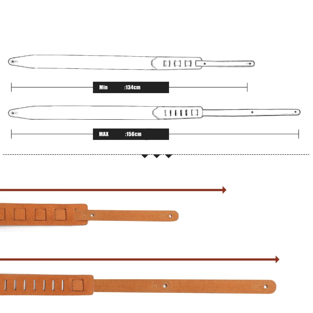 Details zur Wildleder-Gitarrengurt 'Esprit Ailé