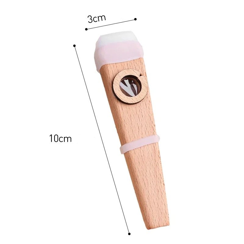 Abmessungen des Kazoo aus natürlichem Holz Harmonie für Anfänger