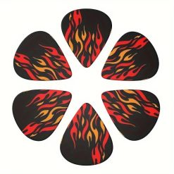 Set von 6 Flammen Plektren mit leuchtendem Glanz inklusive kostenlosem Etui