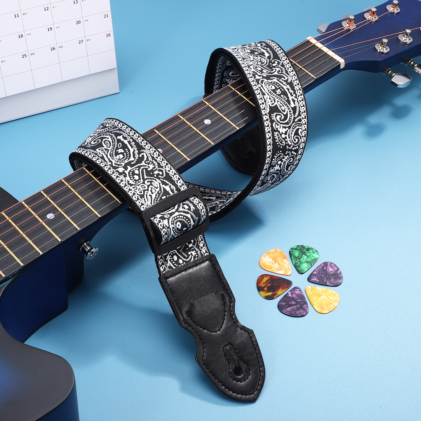 Herrliche Rock Gitarrengurt 'Paisley Schwarz Eleganz