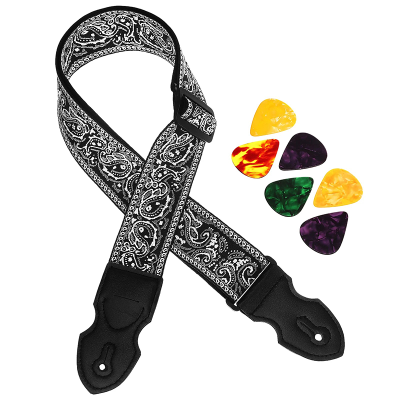 Rock-Gitarrengurt 'Paisley Schwarz Eleganz