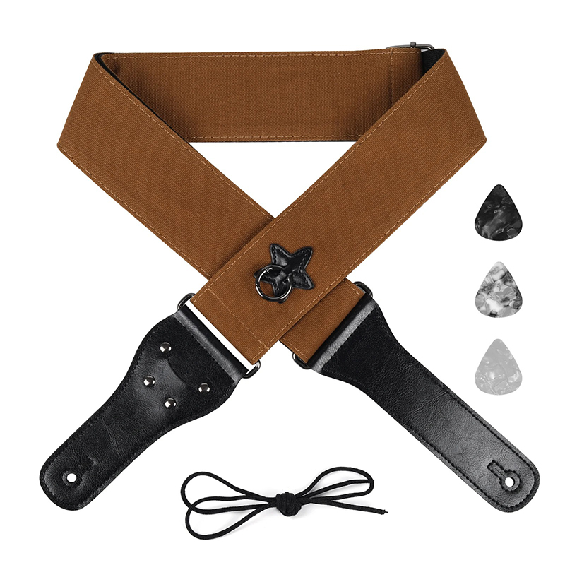 Gitarrengurt aus Baumwolle mit Aufhängering Stern in der Farbe Braun (1)