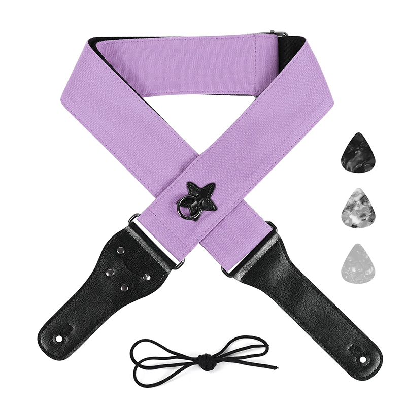 Gitarrengurt aus Baumwolle mit Aufhängering Stern Farbe Violett